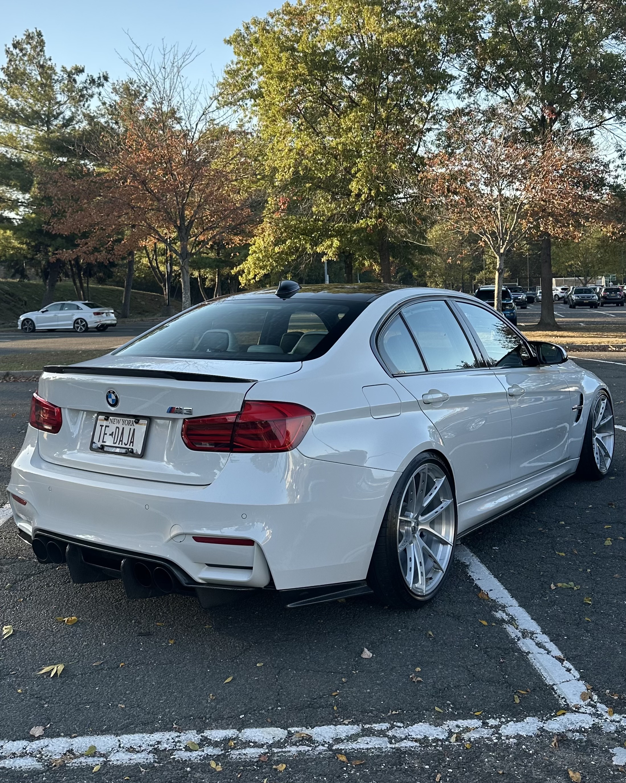 BMW M3 with Motivo Forged MB-K custom wheels in gloss brushed clear finish side view — view 2