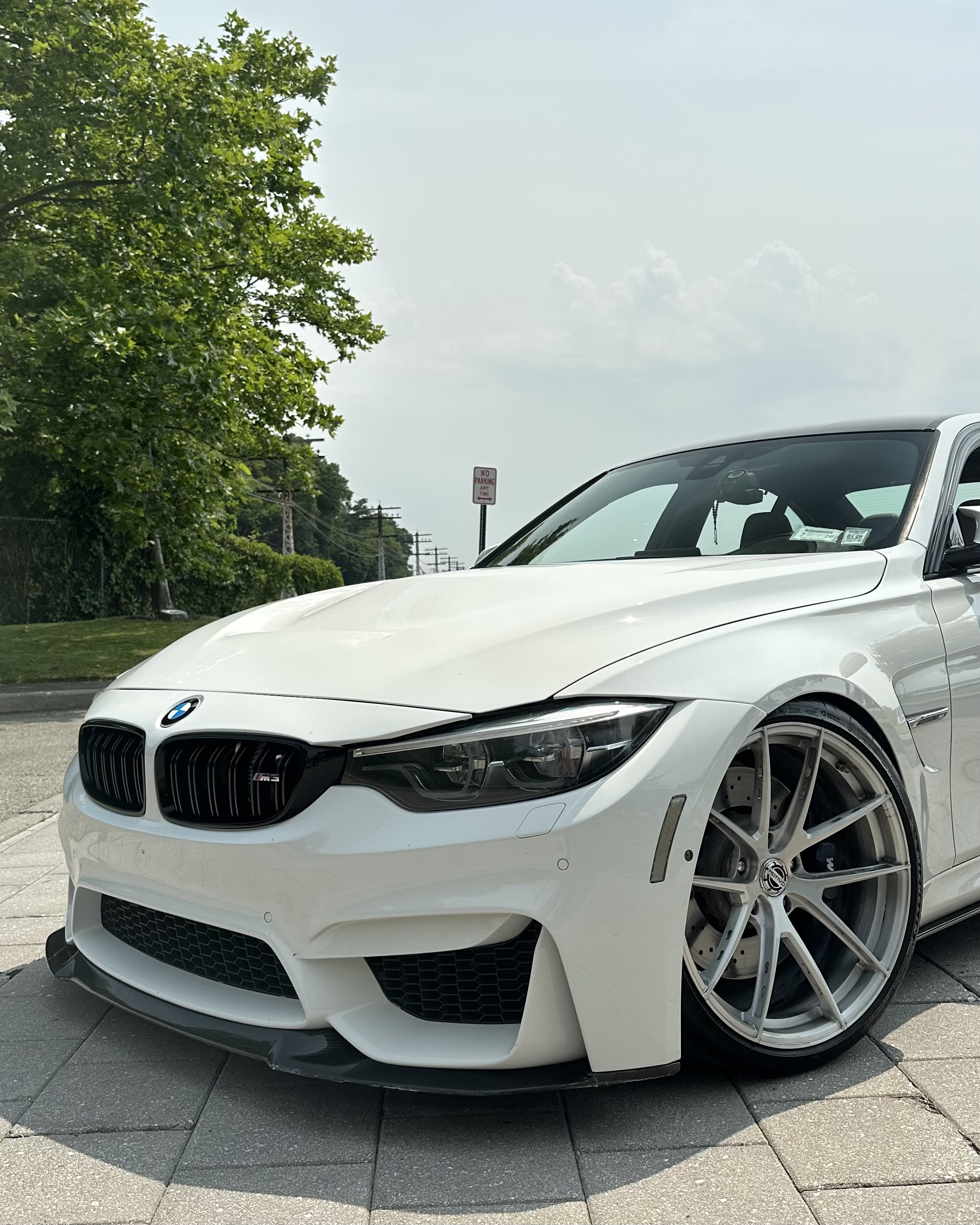 BMW M3 with Motivo Forged MB-K custom wheels in gloss brushed clear finish side view — view 4