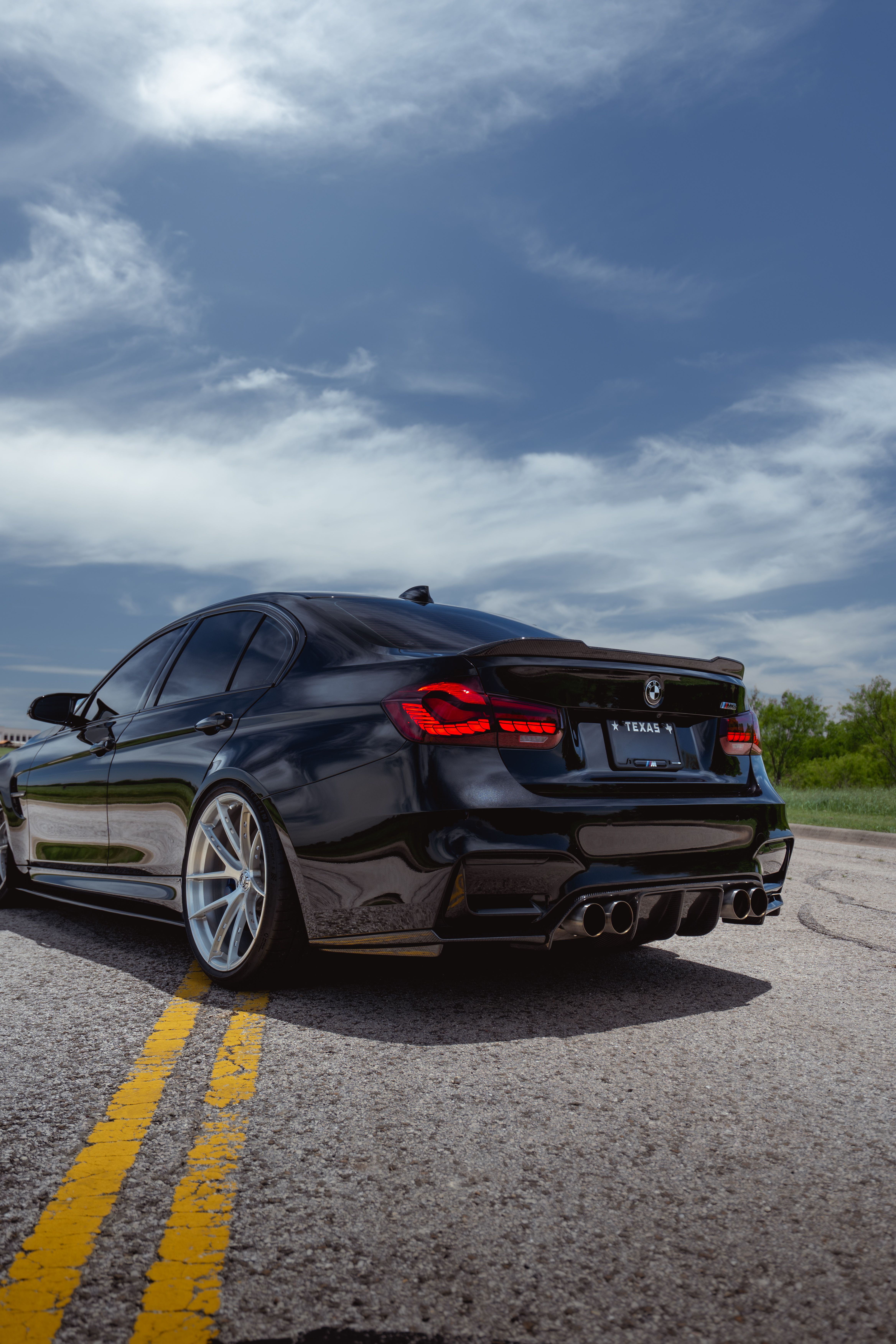 BMW M3 with Motivo Forged MB-K custom wheels in gloss brushed clear finish side view — view 3