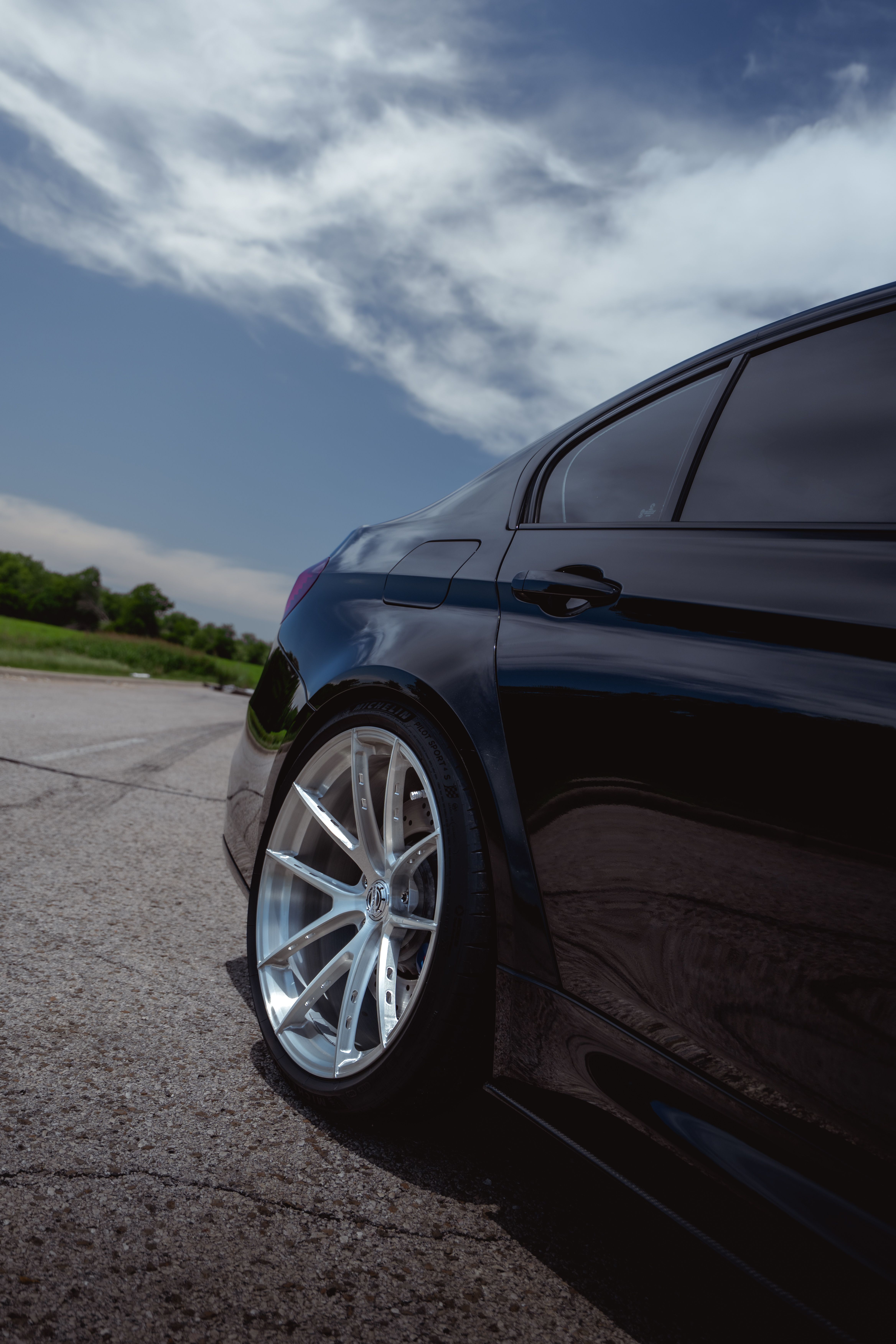 BMW M3 with Motivo Forged MB-K custom wheels in gloss brushed clear finish side view — view 6