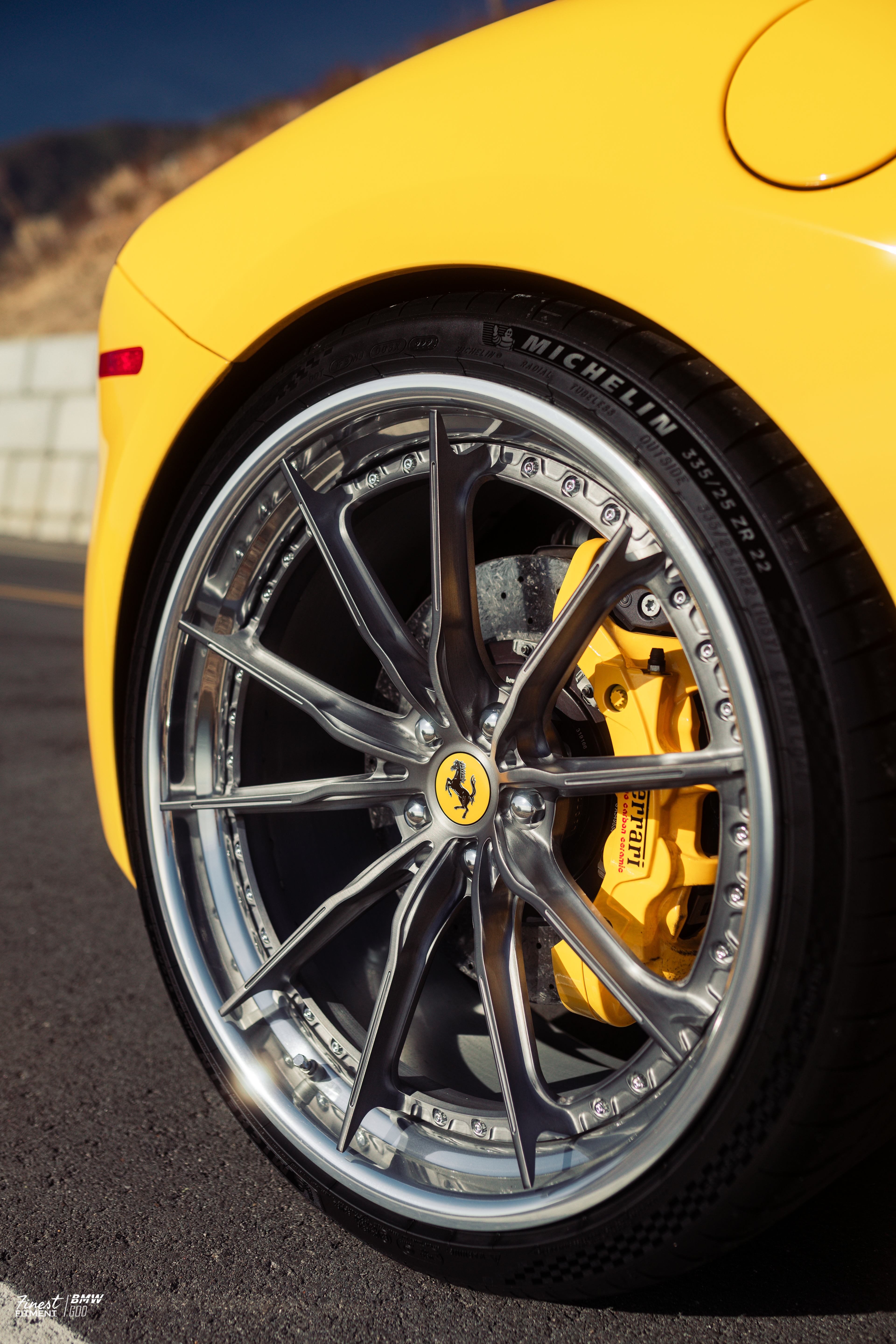 Ferrari 488 GTB with Motivo Forged CS-M custom wheels in frozen brushed gunmetal face and gloss polished clear lip side view — view 7