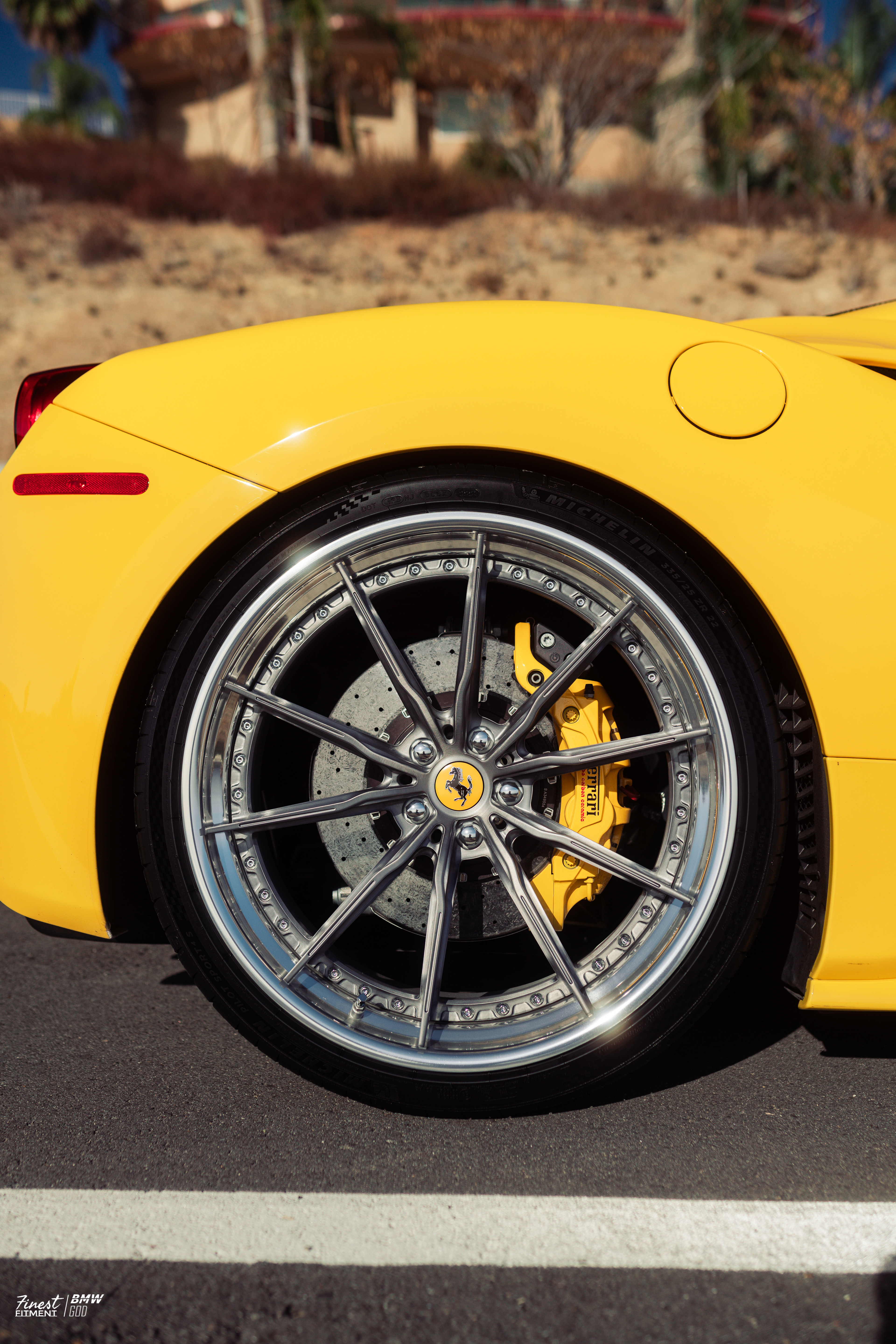 Ferrari 488 GTB with Motivo Forged CS-M custom wheels in frozen brushed gunmetal face and gloss polished clear lip side view — view 4