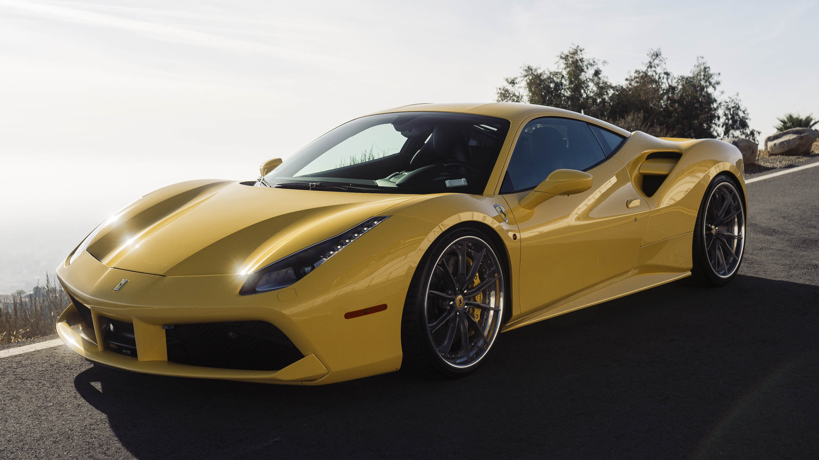 Ferrari 488 GTB with Motivo Forged CS-M custom wheels in frozen brushed gunmetal face and gloss polished clear lip side view