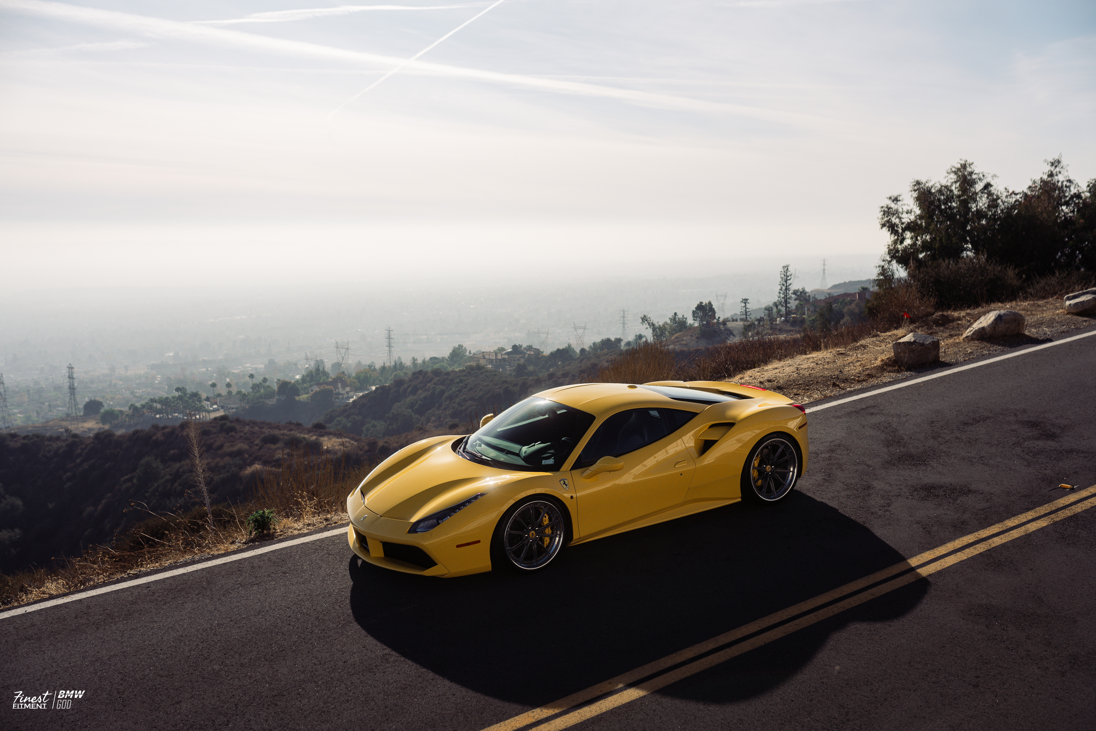 2018 Ferrari 488 with Motivo Forged CS-M custom wheels in frozen brushed gunmetal and gloss polished clear detail view
