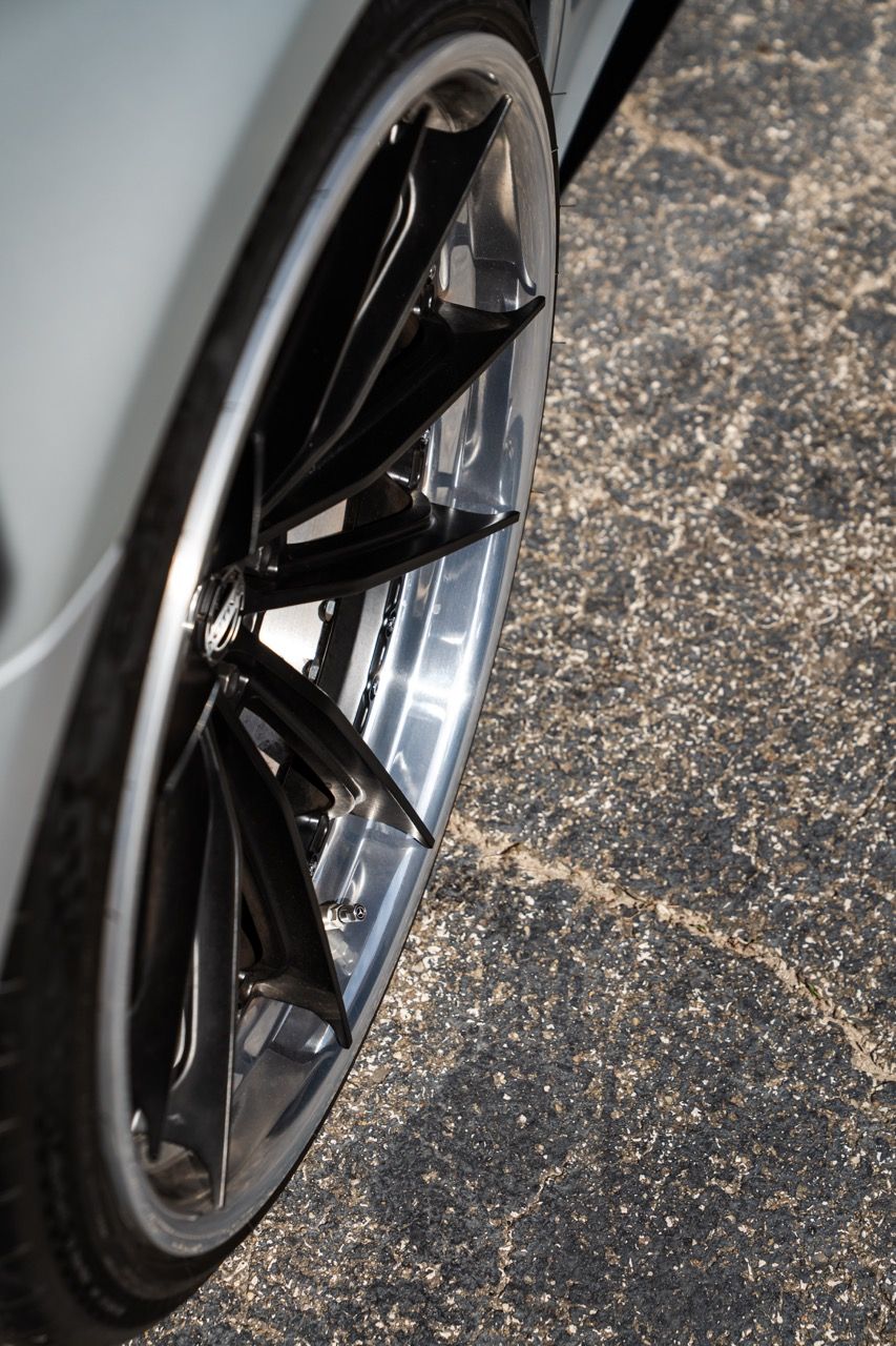 Mercedes-Benz AMG GTR with Motivo Forged CS-N custom wheels in frozen black face and gloss polished clear lip side view — view 17