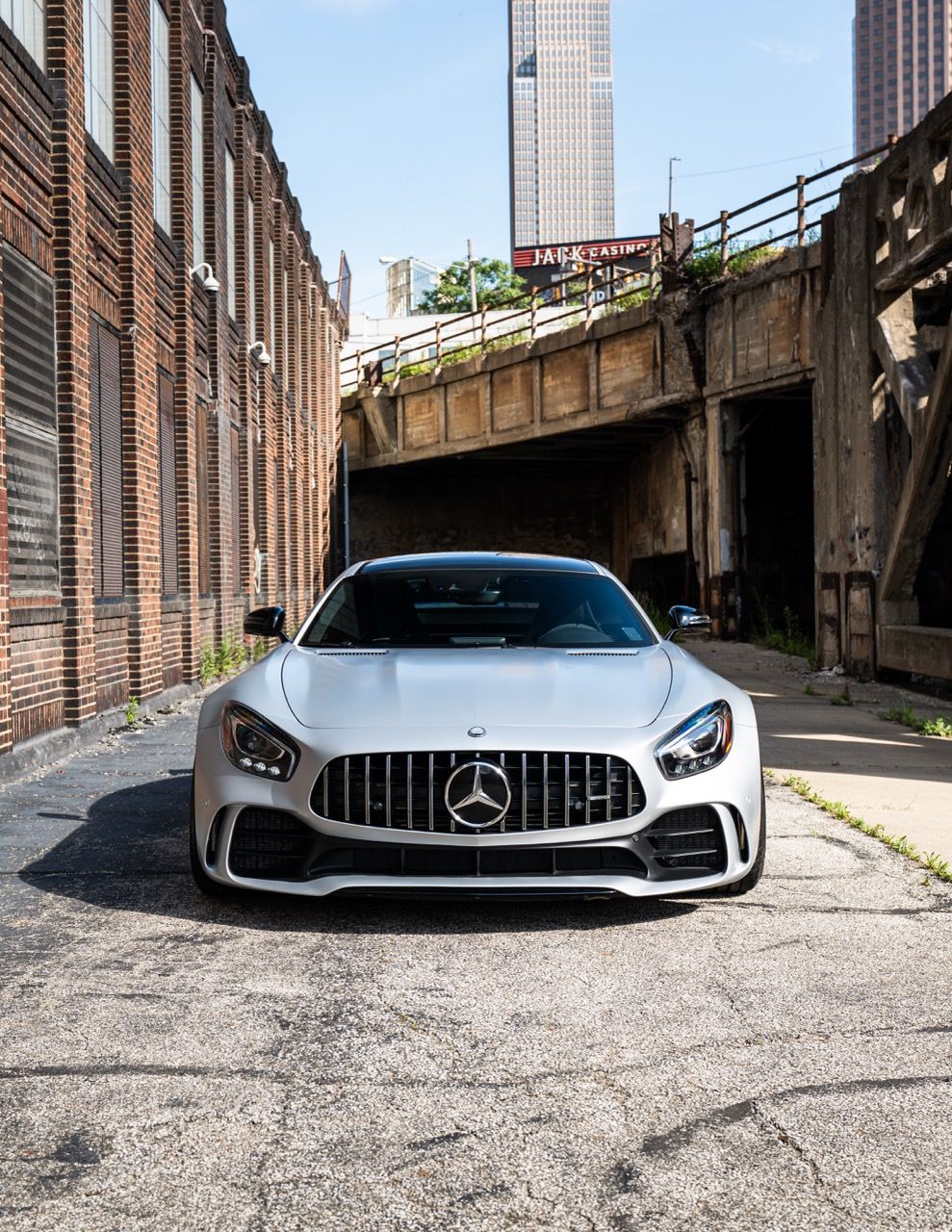 Mercedes-Benz AMG GTR with Motivo Forged CS-N custom wheels in frozen black face and gloss polished clear lip front view