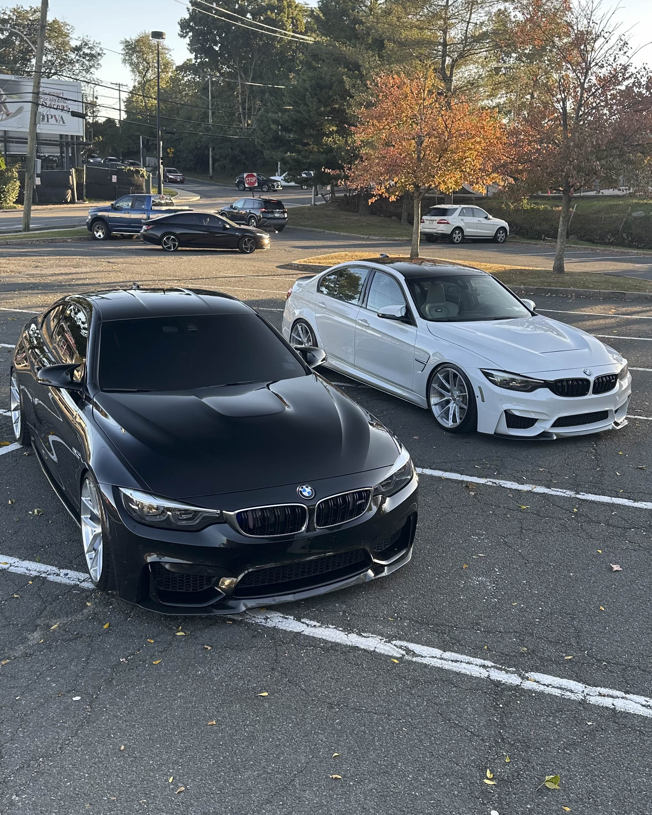 F82 BMW M4 with Motivo Forged MB-J custom wheels in gloss brushed clear finish front side view — view 5