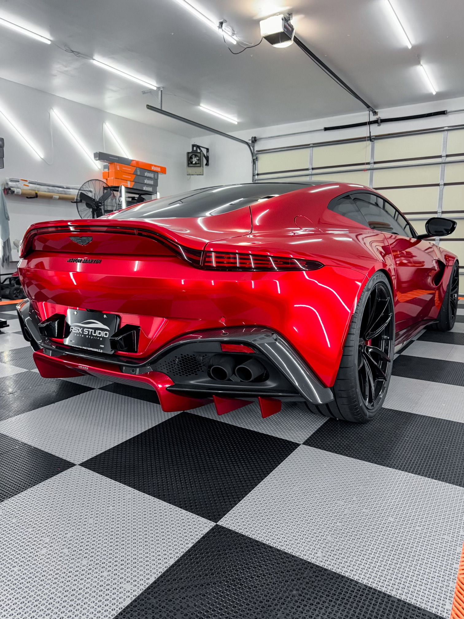Aston Martin Vantage with Motivo Forged MB-D custom wheels in gloss black finish front side view — view 2