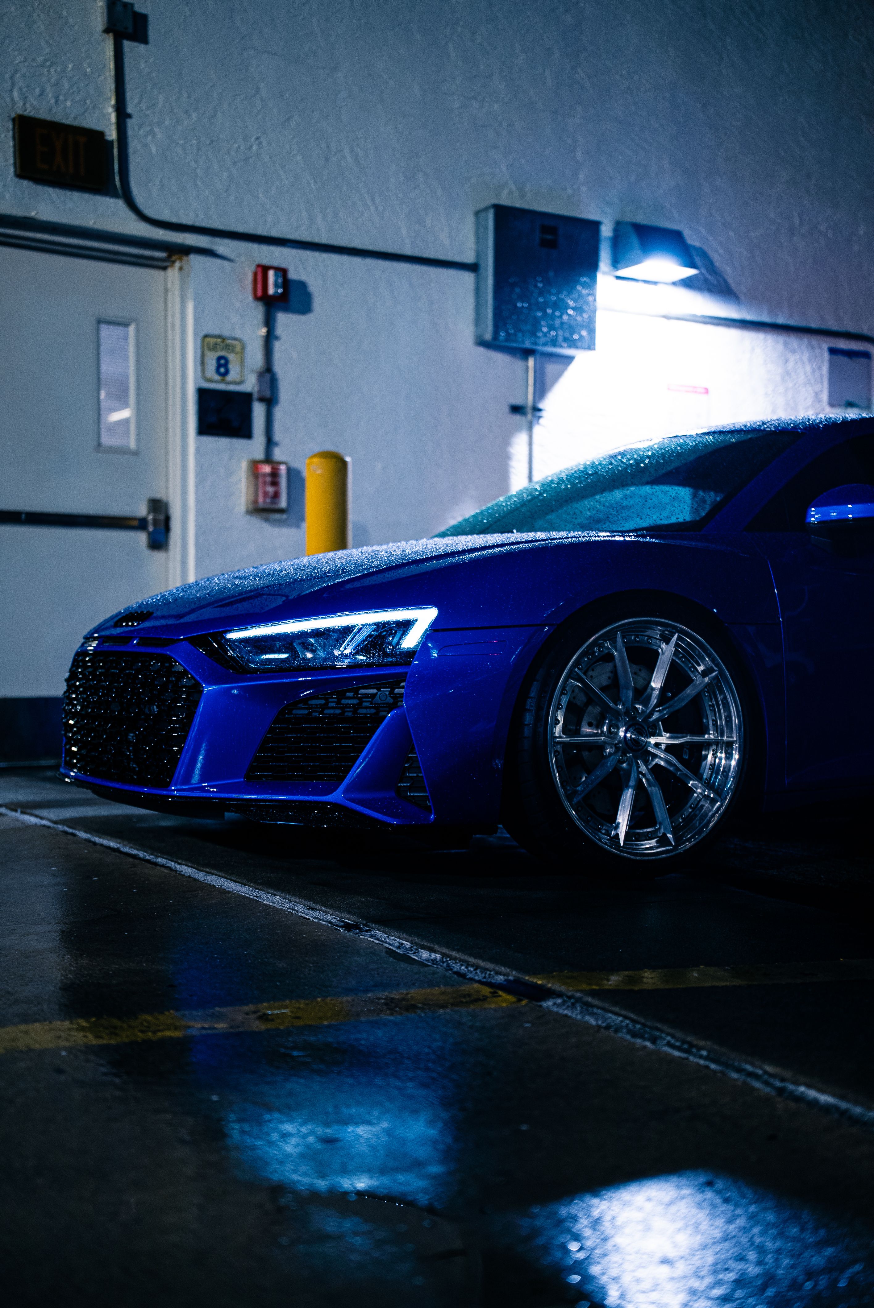 2021 Audi R8 with Motivo Forged CS-M custom wheels in gloss brushed clear and gloss polished clear side view