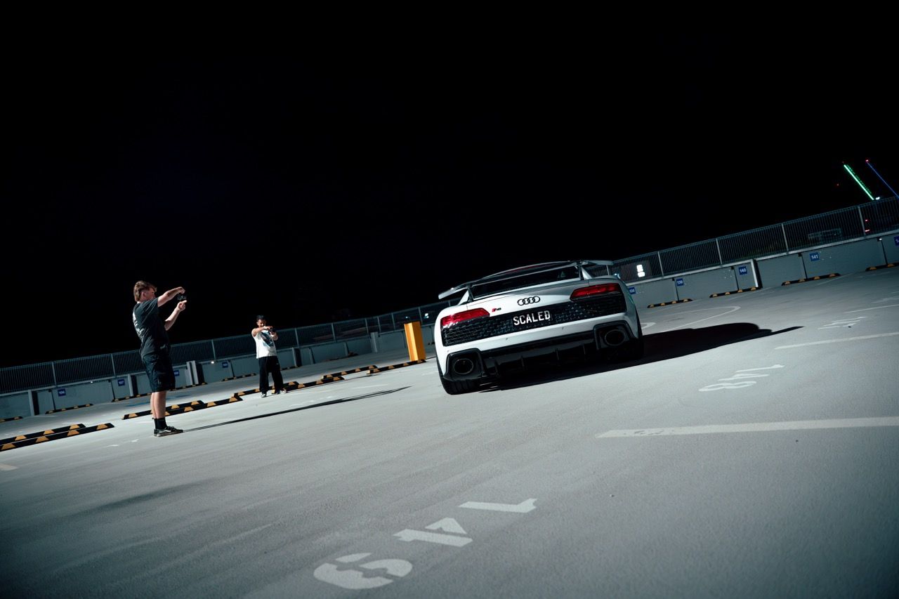 Gen 3 Audi R8 with Motivo Forged CS-M custom wheels in gloss brushed clear face and gloss polished clear lip side view — view 24