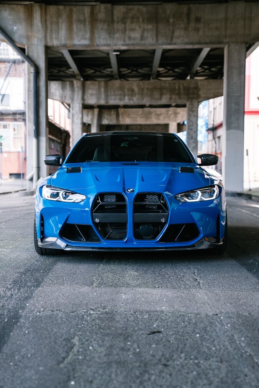 BMW M4 with Motivo Forged CS-U custom wheels in gloss polished clear face and brushed clear barrel side view — view 12