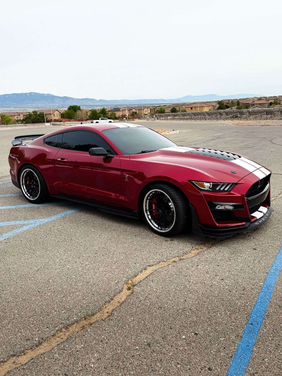 Ford Mustang GT500 with Motivo Forged CS-N custom wheels in gloss black face and gloss polished clear lip side view — view 5
