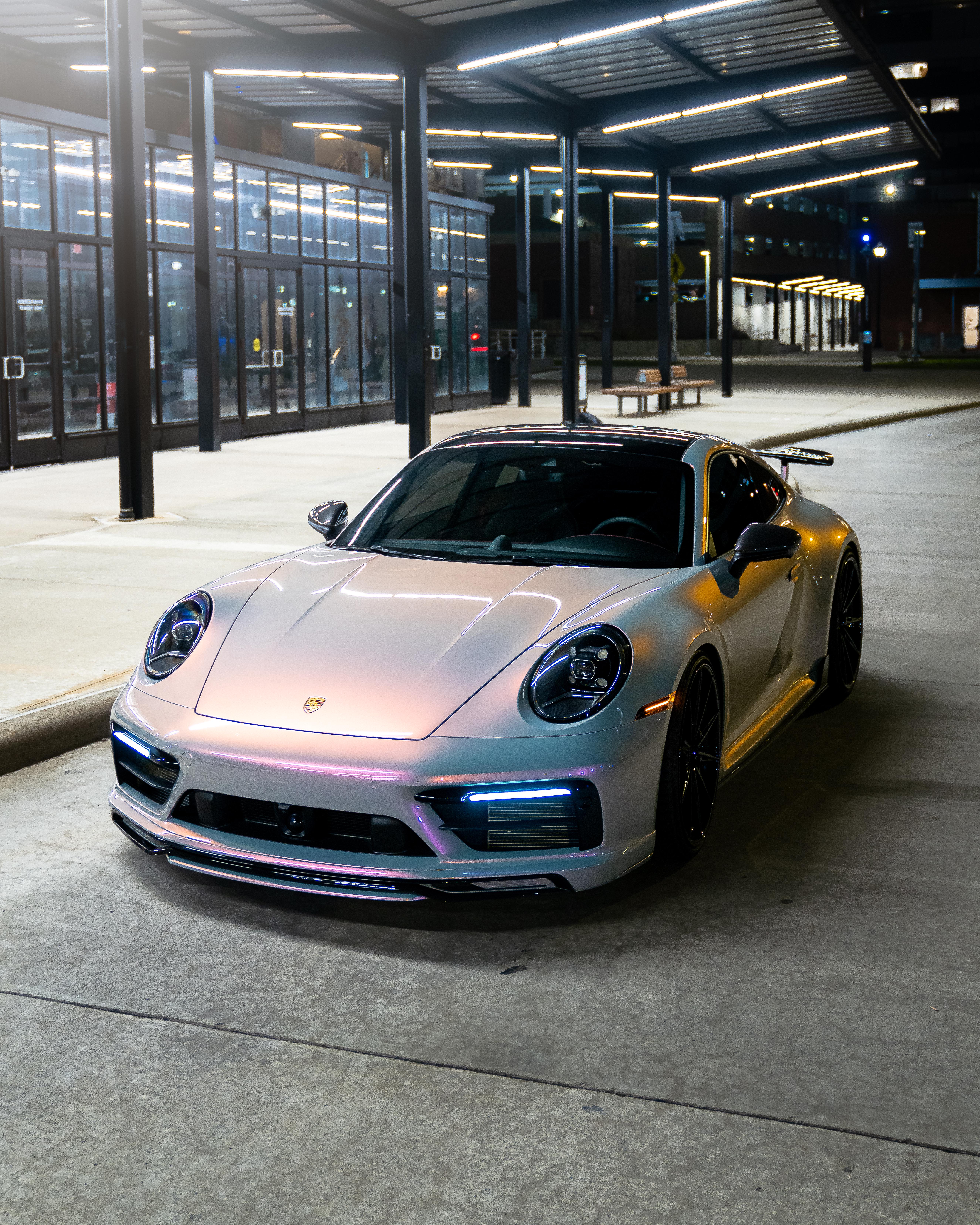 2023 Porsche 911 with Motivo Forged CS-L custom wheels in gloss black and gloss black detail view
