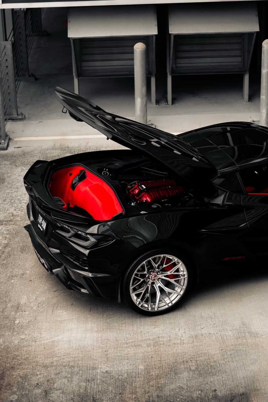Chevy Corvette Z06 C8 z06cscwith Motivo Forged CS-C custom wheels in gloss polished clear face and brushed clear barrel side view — view 38